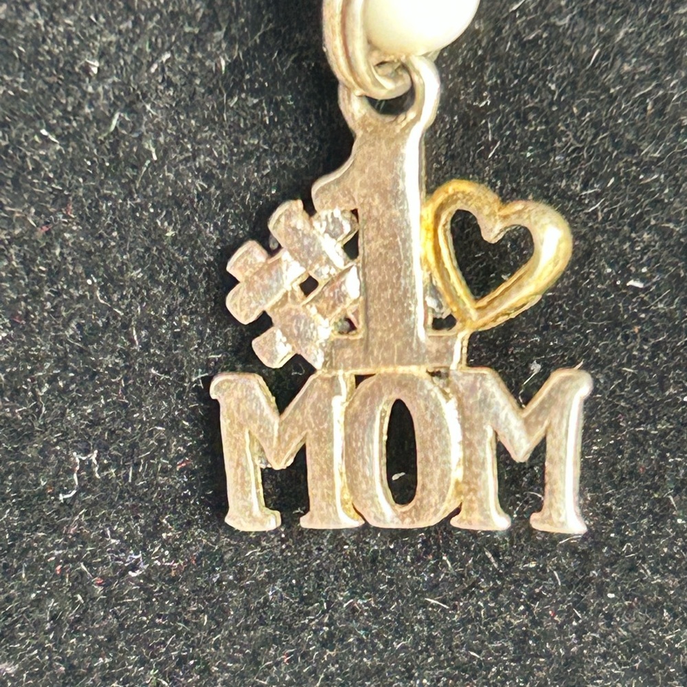 Gold and Silver #1 Mom Pendant Charm 925 Sterling Silver 1g